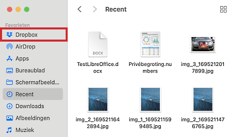 Dropbox-map in Finder